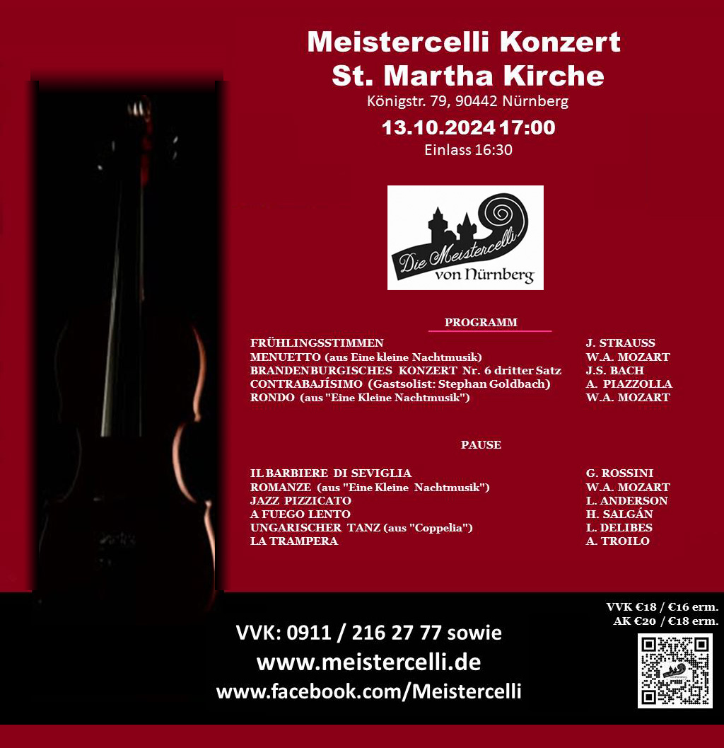Konzert am 13.10.2024 in der St. Martha Kirche in Nürnberg Konzert am 13.10.2024 in der St. Martha Kirche in Nürnberg